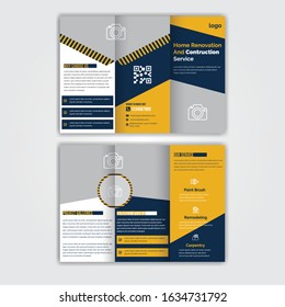 Construction trifold brochure template,  real estate tri fold brochure design, Business flyer template.