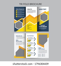 Plantilla de folletos de construcción triplicada,
Tamaño del vector A4.