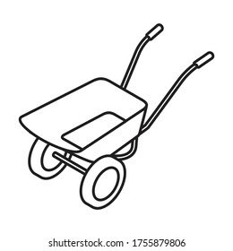Construction trolley isometric vector icon.Line vector icon isolated on white background rolley.