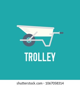 construction trolley vector illustration symbol object. Flat icon style concept design