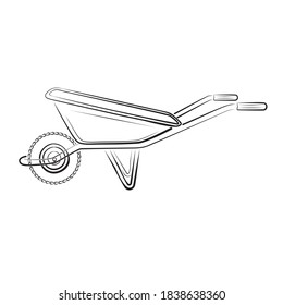 Construction Trolley Vector Outline Illustration