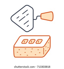 Construction trowel and brick icon