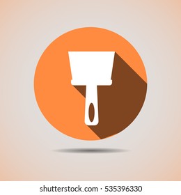Construction trowel icon to align the walls in orange background