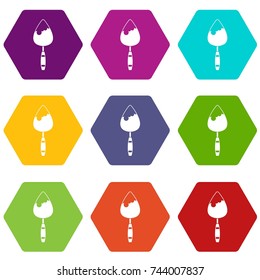 Construction trowel icon set many color hexahedron isolated on white vector illustration