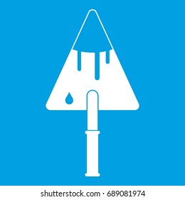 Construction trowel icon white isolated on blue background vector illustration