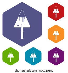 Construction trowel icons set rhombus in different colors isolated on white background