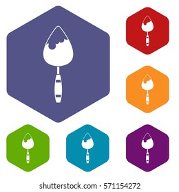 Construction trowel icons set rhombus in different colors isolated on white background