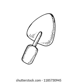 construction trowel tool small sketch isolated on white background.