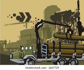 Construction truck background series. Check my portfolio for much more of this series as well as thousands of similar and other great vector items.