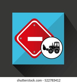 construction truck concept road sign stop design vector illustration eps 10