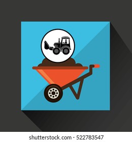construction truck concept wheelbarrow design vector illustration eps 10