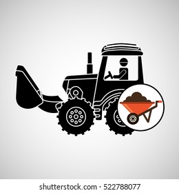 construction truck concept wheelbarrow design vector illustration eps 10