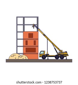 Construction truck with crane