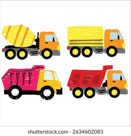 construction truck doodle hand drawn