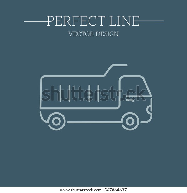 Construction truck icon vector line, symbol,\
logo, emblem. Contour\
Design.