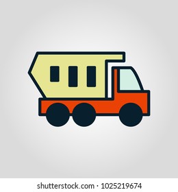 Construction truck isolated flat vector icon 