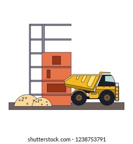 Construction truck loading sand