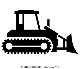 construction truck and construction tractor silhouette