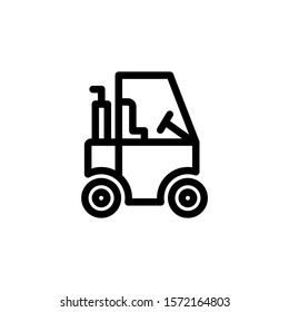 Construction truck vector icon in line art style on white background, filled flat sign for mobile concept and web design, Industrial vehicle icon, Construction machine symbol, logo illustration