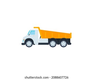 Icono aislado del vector del camión de construcción. Ilustración de Emoji. Emotismo vectorial de camiones industriales