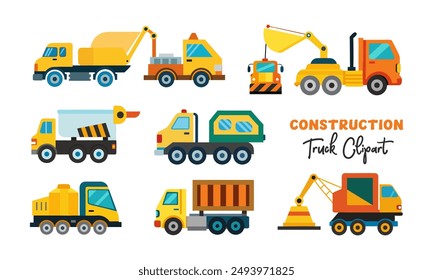 Construction Trucks Clipart Illustration Set