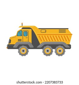 Construction trucks flat vehicle. Cartoon excavators, crane trucks, tractors and bulldozers isolated vector illustration. Building machines and industry concept
