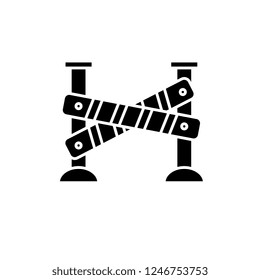 Construction is underway black icon, vector sign on isolated background. Construction is underway concept symbol, illustration 