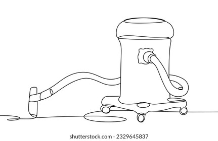 Construction vacuum cleaner. Industrial vacuum cleaner. Day of builder. One line drawing for different uses. Vector illustration.