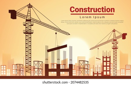 Construction vector background, Ready template for web site, Landing page and presentation of your company.
