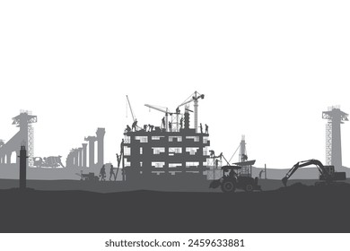 Construction vector background, Worker in a building site, Labour day background.	