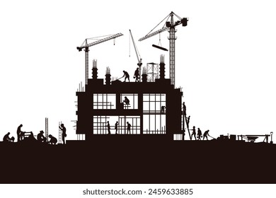 Construction vector background, Worker in a building site, Labour day background.	