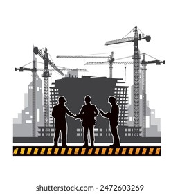 Construction vector background, Worker in a building site, Labor day background.