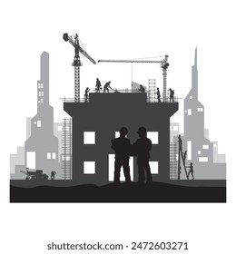 Construction vector background, Worker in a building site, Labor day background.