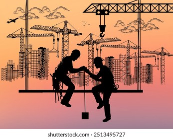 Vetor de construção de fundo, Trabalhador em um local de construção.