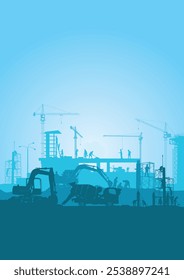 Vetor de construção de fundo, Trabalhador em um local de construção, dia de trabalho de fundo.	
