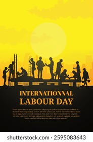 Construction vector background, Worker in a building site, Labour day background.