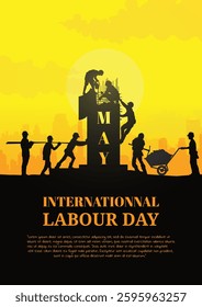 Construction vector background, Worker in a building site, Labour day background.