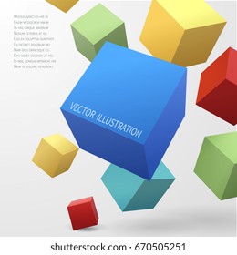 Construction vector concept with 3d cubes. Illustration of color cubes block