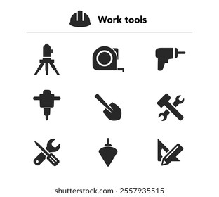 Construction Vector Icon Set stock illustration