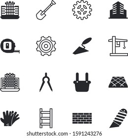 construction vector icon set such as: safety, blue, tile, gloves, meter, pair, penknife, centimeter, portable, geometric, web, development, step, cutter, mathematics, inch, room, glove, ground
