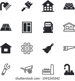 construction vector icon set such as: ecology, gear, knob, bath, fix, private, decorative, carpentry, petrol, teeth, auto, stylish, trickle, serrated, cross, shape, load, illustrations, application