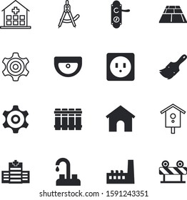 construction vector icon set such as: central, paintbrush, connect, household, garden, warning, striped, traffic, site, kitchen, tile, living, road, pipe, electricity, adapter, wash, sanitary, bird