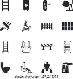 construction vector icon set such as: fence, control, texture, electricity, people, designer, bowl, technical, clean, mechanical, washroom, domestic, structure, gray, plant, heat, lever, drawing