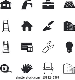 Construction Vector Icon Set Such As: Box, Container, Scraper, Modern, Cold, Soccer, Leak, Accountant, Foundry, Glass, Water, Education, Innovation, Light, Length, Tape, Gloves, Builder, Accessory