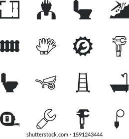 construction vector icon set such as: fresh, floor, architecture, plummet, plumb, wheel, setup, person, scheme, goalkeeper, shower, growth, stairway, fabric, architectural, outdoor, hardware, laborer