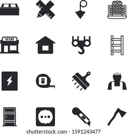 construction vector icon set such as: fix, load, indoors, rope, long, wheat, hotel, store, pencil, equilibrium, art, town, heavy, factory, hanging, abstract, step, maintenance, portable, private