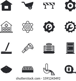 construction vector icon set such as: casting, enter, complementary, housing, calipers, pencil, price, trolley, brick, builder, colour, angle, steel, forbidden, app, layout, heavy, tape, cement - Powered by Shutterstock - Get 15% off with code: PIKWIZARD15
