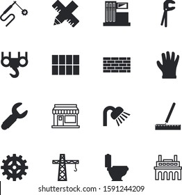 construction vector icon set such as: petroleum, finger, protection, winter, craftsman, manufacturing, shower, seat, decoration, technological, maintenance, brick, web, concrete, head, transmission