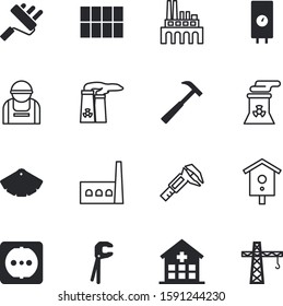 construction vector icon set such as: medic, first, roller, paintbrush, homemade, rollers, care, tank, nail, shape, geyser, hard, tall, line, person, extraction, craft, thermal, concrete, logo, long