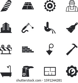 construction vector icon set such as: equality, transmission, visor, metallurgy, street, hanging, barriers, electricity, wrench, balance, razor, ink, bricklayer, mining, nuclear, rope, technical